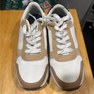 Women’s White and Tan Sneakers